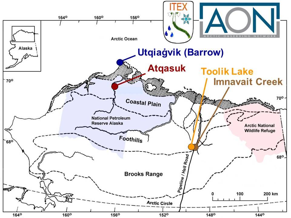 Image of Alaska showing the research sites